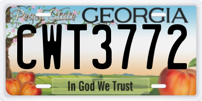 GA license plate CWT3772