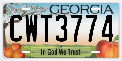 GA license plate CWT3774