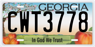 GA license plate CWT3778
