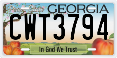 GA license plate CWT3794