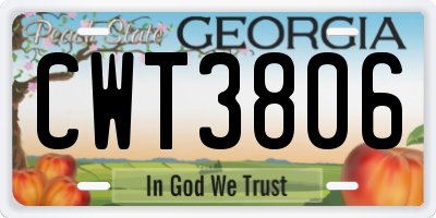 GA license plate CWT3806