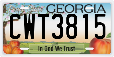 GA license plate CWT3815