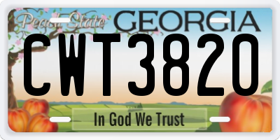 GA license plate CWT3820