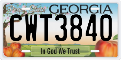 GA license plate CWT3840