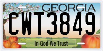 GA license plate CWT3849
