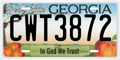 GA license plate CWT3872