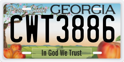GA license plate CWT3886