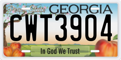 GA license plate CWT3904