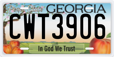 GA license plate CWT3906