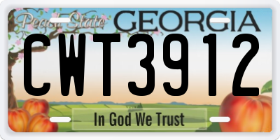 GA license plate CWT3912