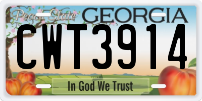 GA license plate CWT3914