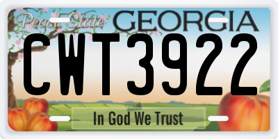 GA license plate CWT3922