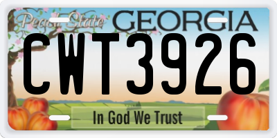 GA license plate CWT3926
