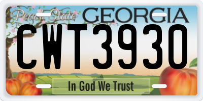GA license plate CWT3930