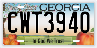 GA license plate CWT3940