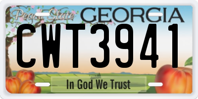 GA license plate CWT3941