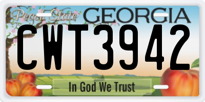 GA license plate CWT3942