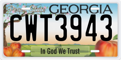 GA license plate CWT3943