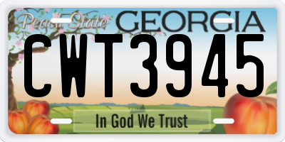 GA license plate CWT3945