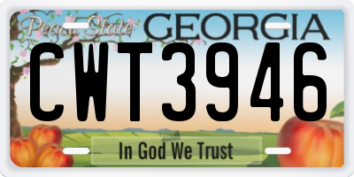 GA license plate CWT3946