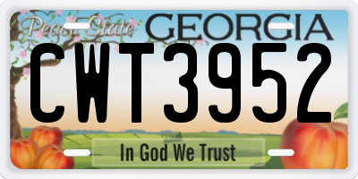 GA license plate CWT3952