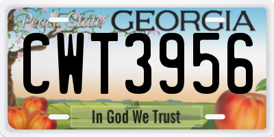 GA license plate CWT3956