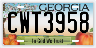 GA license plate CWT3958
