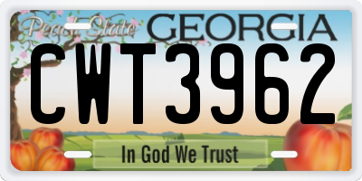 GA license plate CWT3962
