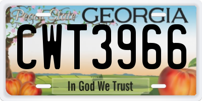 GA license plate CWT3966