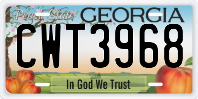 GA license plate CWT3968