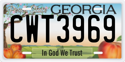 GA license plate CWT3969