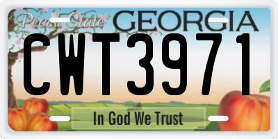GA license plate CWT3971