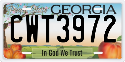 GA license plate CWT3972