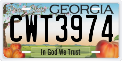 GA license plate CWT3974