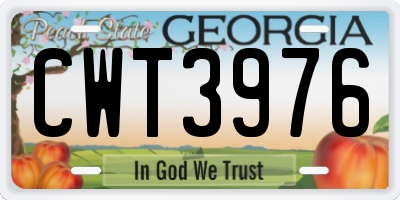 GA license plate CWT3976