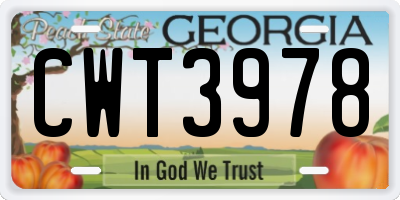 GA license plate CWT3978