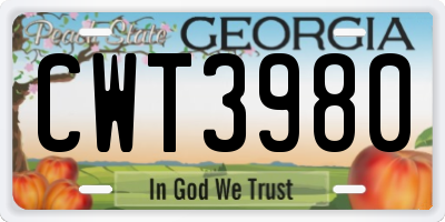 GA license plate CWT3980