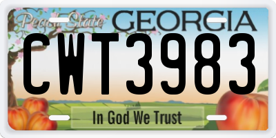 GA license plate CWT3983