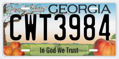 GA license plate CWT3984