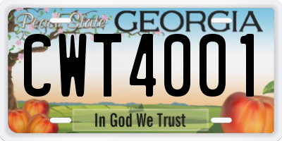 GA license plate CWT4001