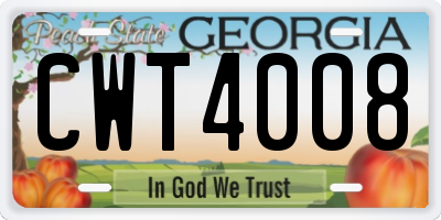 GA license plate CWT4008