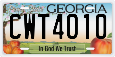 GA license plate CWT4010