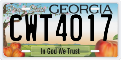 GA license plate CWT4017
