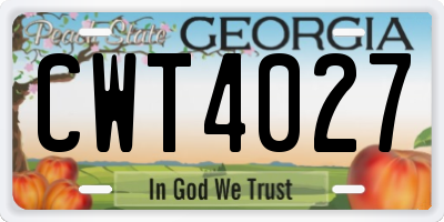 GA license plate CWT4027
