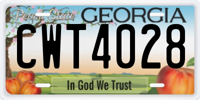 GA license plate CWT4028