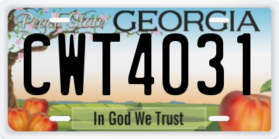 GA license plate CWT4031