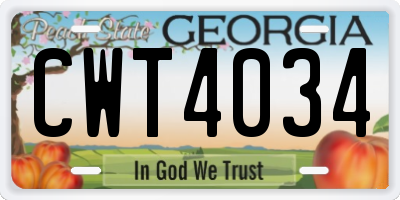 GA license plate CWT4034