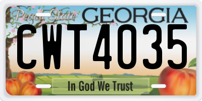 GA license plate CWT4035