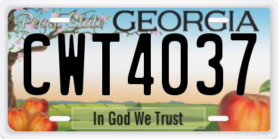 GA license plate CWT4037