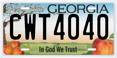GA license plate CWT4040